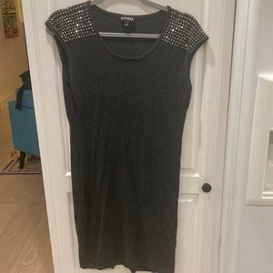 Express Grey knit Dress with rhinestones size M